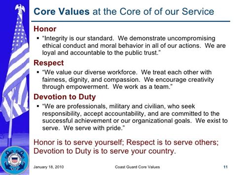 Coast Guard Core Values .